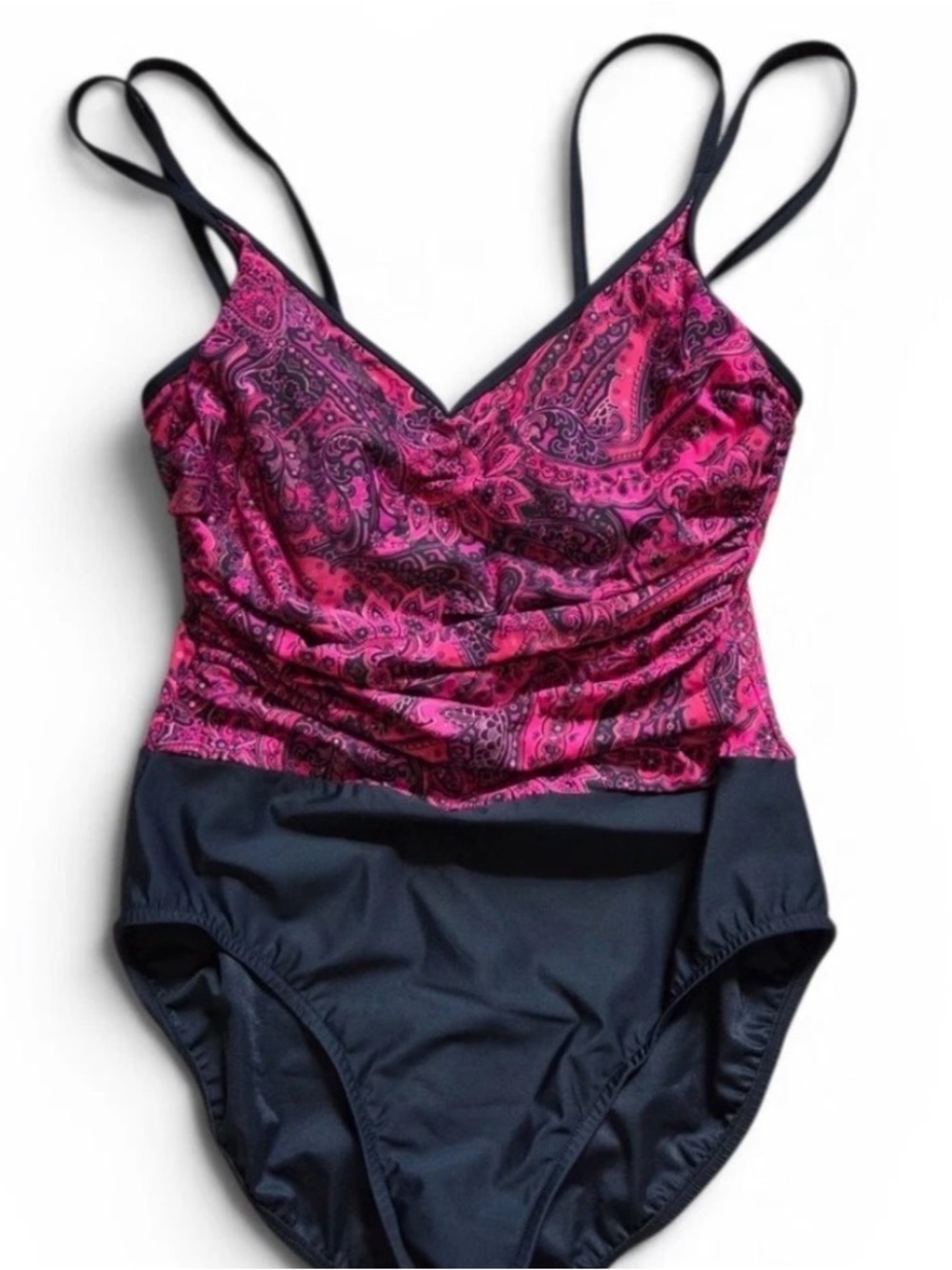 Miraclesuit Girls One-Piece Swim - Pink Paisley & Navy